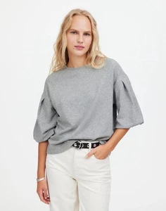Madewell Puff-Sleeve Sweatshirt Tee Small Grey NT531 NWT - Bild 1 von 10