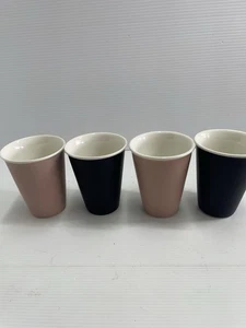 Cappuccino Latte Espresso Cafe Coffee Mug Set x 4 Ceramic Black Pink - Bild 1 von 11
