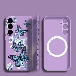 Funda Para Samsung S25 S24 S23 Ultra S22 A56 A16 Magnética Mariposa Silicona Cubierta - Imagen 1 de 17