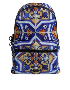 Dolce & Gabbana Multicolor Majolica Print Nylon Travel Backpack Men's Bag - Picture 1 of 5