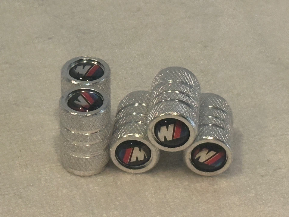 Silver Set Of 5 Car Valve Stem Covers BMW-M Logo Emblem Wheel Air Caps NWOP - Image 1 of 1