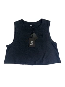 Stüssy Rosecrans Cropped Tank Black Size L - Picture 1 of 4