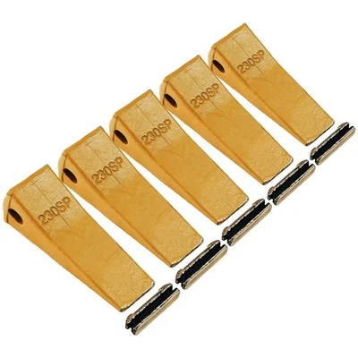 Retroescavadeira 230SP dentes balde (pacote com 5) forjados + pinos 23FP para mini escavadeiras - Imagem 1 de 4