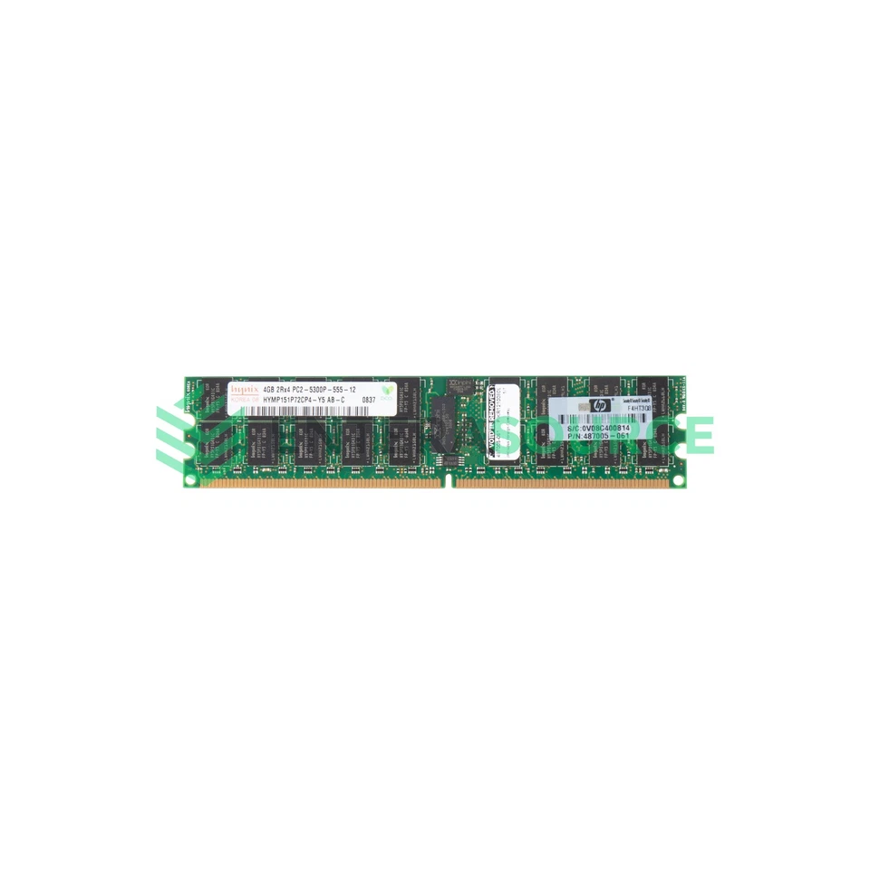 HP 487005-061 4GB DDR2-667 PC2-5300 2Rx4 ECC Registered Server Memory Module - Image 1 of 1