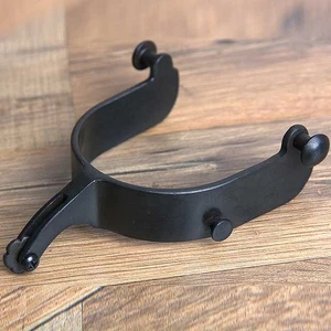 77CN Hilason Western Black Steel Mens Rodeo Horse Riding Spurs Pair W/ 1 Inch - Picture 1 of 4