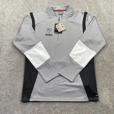 PUMA King Pro Gray/White 1/4 Zip Top Men's Soccer Training Pullover Shirt - Image 1 of 4