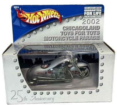 Hot Wheels 2002 Chicagoland Toys For Tots Motorcycle Parade 1/64 plateado Foto 1 de 4