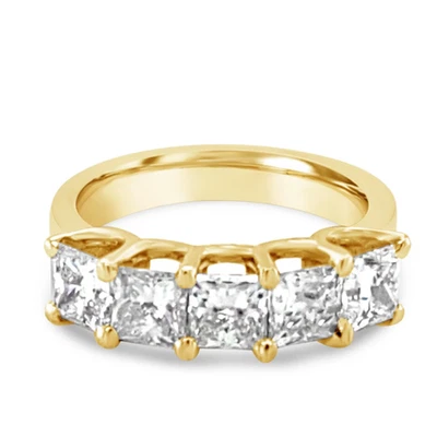 14K Gelbgold Damen Band GLI HRD zertifiziert Lab Grown Diamond Princess 2 Karat - Bild 1 von 4
