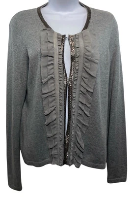 Cárdigan Suéter Pamela Dennis Private Client Group Mujer M Gris Mezcla de Lujo Foto 1 de 4