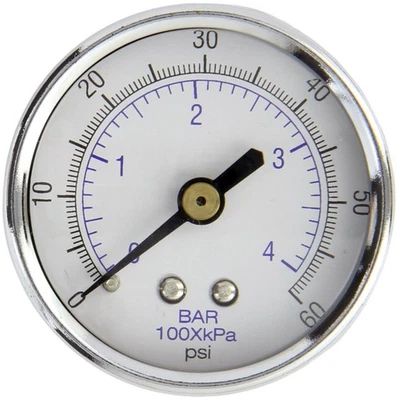 1/4" NPT Air Compressor Hydraulic Pressure Gauge 0-60 PSI 2" Face Back Mount - Image 1 of 4