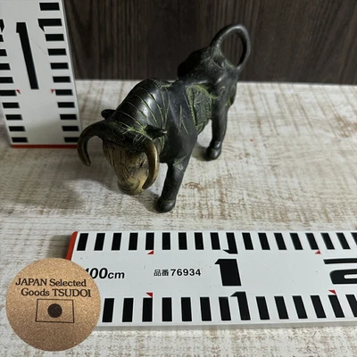 Heavy Metal Bull Statue Japanese Bronze Tone Art Figure H4.5" 26.6oz 000618 - Image 1 of 4