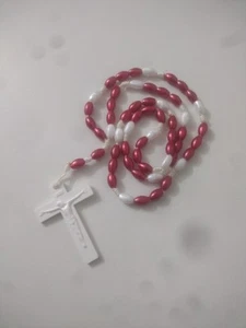 VTG Plastic Beads Prayer Crucifix Catholic Religious Rosary Italy  - Picture 1 of 2