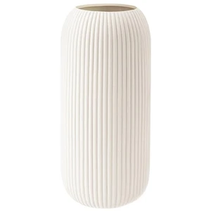 White Ceramic Vase for Flowers, Tall Home Decor Vase with Ribbed Texture, Vas... - Picture 1 of 7