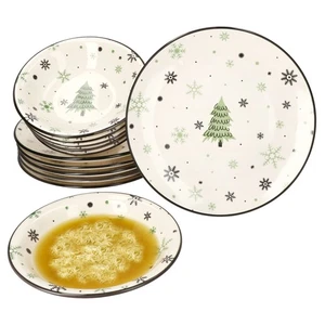 12tlg Tafelservice Weihnachtsbaum 6 Personen Essteller Suppenteller Weihnachten  - Bild 1 von 6