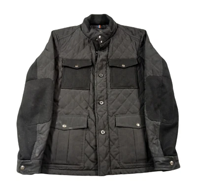 Banana Republic Quilted Jacket Mens Medium Black Field Utility Elbow Patches - Image 1 of 4
