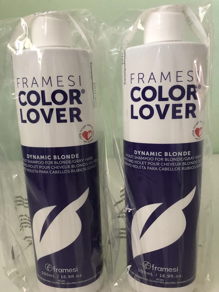 Two Bottles Framesi Color Lover Dynamic Blonde Violet Shampoo 16.9 oz Each New - Image 1 of 1