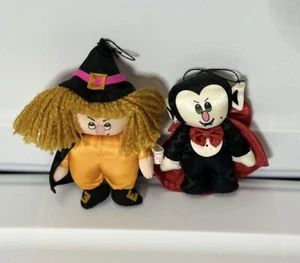 Vintage Russ Berrie Witch And Vampire Plush Doll Halloween 6" Dracula - Picture 1 of 2