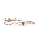 Angara Heart-Shaped Emerald Infinity Bolo Bracelet For Women In 14K Solid Gold