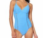 $130 Jessica Simpson Women's Blue Rose Bay Textured One-Piece Swimsuit Size M
