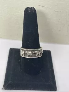 Anillo llamativo vintage de plata de ley 925 talla 10,25 arte elefantes novedad - Imagen 1 de 13