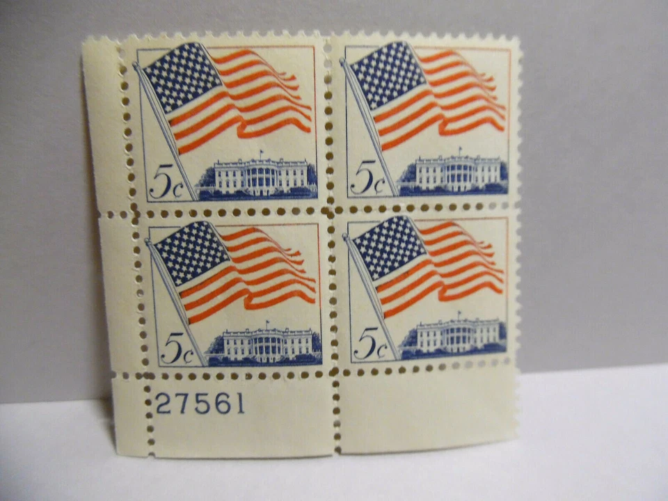 SCOTT STAMP # 1208 FLAG OVER WHITE HOUSE 5 CENT PLATE BLOCK - MNH - Image 1 of 1