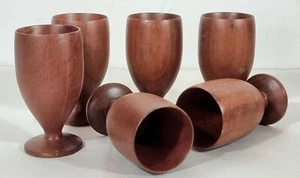 Set of 6 Hand-Turned Jarrah Wood Goblets – Australian Timber – Vintage Drinkware - Picture 1 of 5