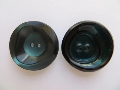 60s Vintage Med 'Triangle' MOD Black Moonglow Dark Green Coat Dress Buttons-30mm - image 1 of 4