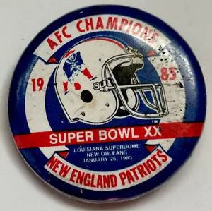 1985 New England Patriots Super Bowl XX Pin/Button Pinback NFL Football - Picture 1 of 2