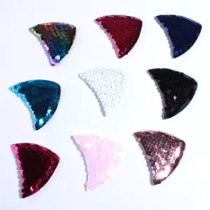 120PCS 6.3CM New Sparkling Sequins Ear Shape Bling Glitter Metallic Fish - Picture 1 of 9