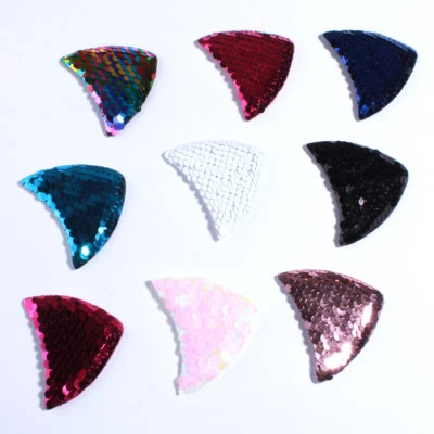 50PCS 6.3CM New Sparkling Sequins Ear Shape Bling Glitter Metallic Fish - Image 1 of 4