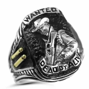 Bounty Hunter ring sterling silver Wanted Dead or Alive Lge - Picture 1 of 2