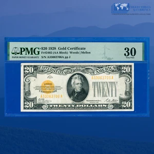 Fr.2402 1928 $20 Twenty Dollars Gold Certificate Gold Seal, PMG VF 30 #63706 - Picture 1 of 3