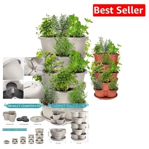 Versatile Off-White Stackable Planter for Herbs, Vegetables, and Succulents - Picture 1 of 11