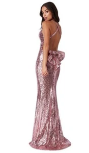 Quiz Pink Sequin Long Evening Dress Size 6 Formal Prom Cruise Evening Party - Picture 1 of 10