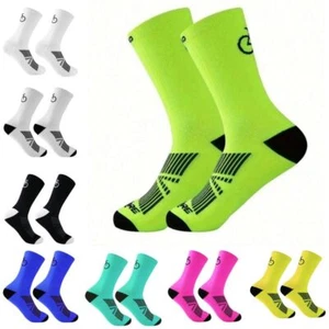 2 Pairs Breathable Road Cycling Socks Mid-calf Ski Socks for Men Women - Picture 1 of 14