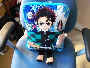 Demon Slayer Plush Pillow with zipper bottom 14X 10.5 INCHES THICK PLUSH NICE - Picture 1 of 4