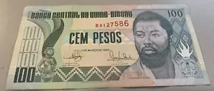 1990 GUINE-BISSAU AFRICA Choice "Cem" or 100 PESOS Note EX-PORTUGUESE - Picture 1 of 2