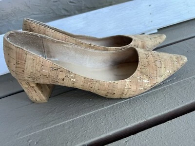 Туфли-лодочки Kate Spade на блочном каблуке с заостренным носком пробковые золотистые с пятнами низкие размер 8,5 - Изображение 1 из 4