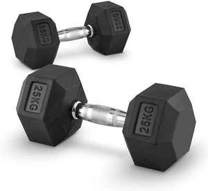 25 kg Hexagon Kompakthantel Paar, Hex Hantel Gummi, Hex Kompakthantel - Bild 1 von 1
