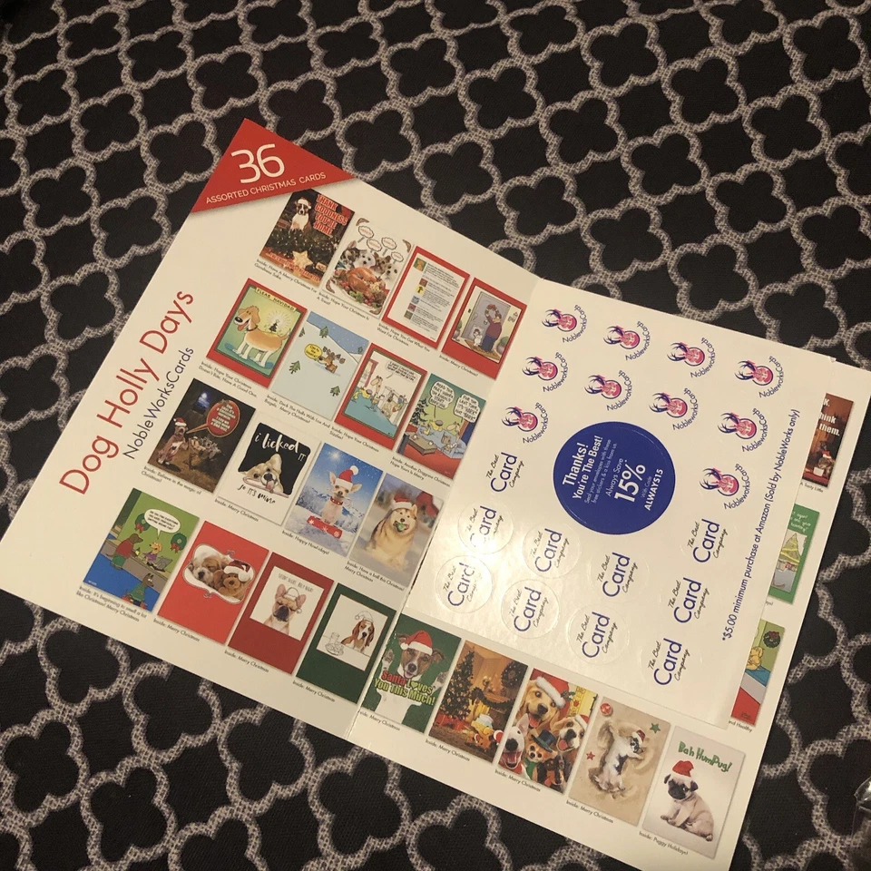 36 Asst'd Set Funny Christmas Greeting Cards w/ 5x7" Env. - Dog Holly Days - Image 1 of 4