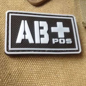 AB+ POS BLOOD USA ARMY GROUP BLOOD TYPE 3D PVC BADGE HOOK PATCH - Picture 1 of 5