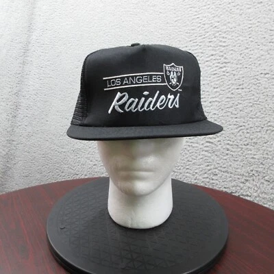 Sombrero de camionero Annco vintage de los Raiders de Los Ángeles Snapback negro NFL malla guión # Foto 1 de 4
