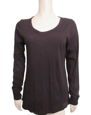 Camiseta Nicole by Nicole Miller algodón negro sólido manga larga cuello redondo M Nueva con etiquetas Foto 1 de 4