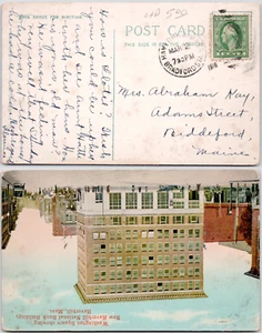 National Bank Haverhill Massachusetts Bradford Sta. 1916 Fancy Cancel Postcard - Picture 1 of 1