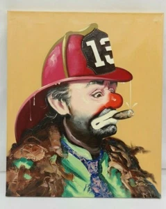 Clown Painting Rusty Rust EMMETT KELLY Painting Oil Canvas 1985 1/250 24" x 20" - Picture 1 of 12