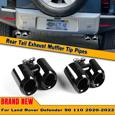 Rear Tail Exhaust Muffler Tip Pipes For 20-25 Land Rover Defender 90 110 Blk LD - Image 1 of 4
