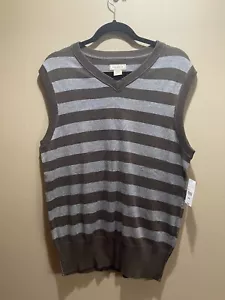 Arizona Striped Pullover Sweater Vest -Brown/Gray- Size Large-NWT - Picture 1 of 4