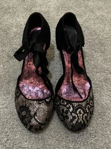 Joe Brown’s Ladies 4 Shoes Velvet Sparkly Ribbon Party Wedding Vintage Style - Picture 1 of 7