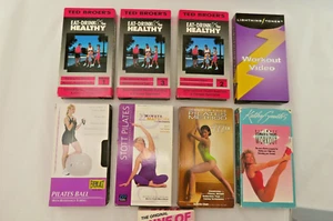EXERCISE:  SET OF 9:  ASSORTED FAMEOUS EXERCISE & PILATES VHS TAPES $36 - Picture 1 of 8