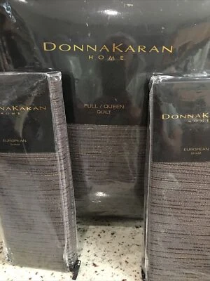 DONNA KARAN 3 piezas COLCHA DE TERCIOPELO REVERSIBLE TAMAÑO F/QN RADIANCE CARBÓN NUEVO EN PAQUETE IMPRESCINDIBLE Foto 1 de 4